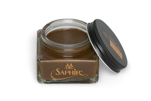 Saphir Pommadier cream in Medium Brown colour for premium shoe care